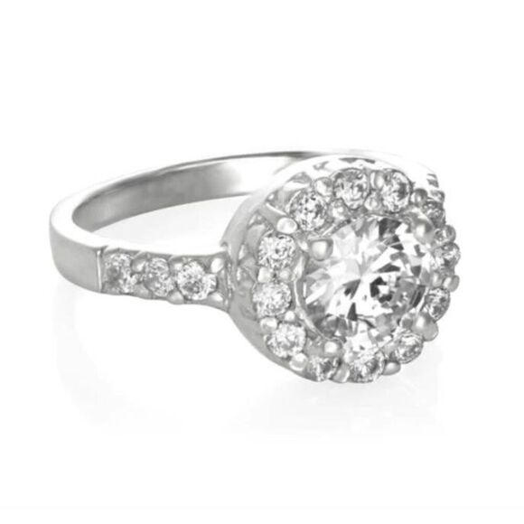 3 Ct. Round Sim Diamond Halo Crown Topiary Bridal/Cocktail Ring Sz 9~925 SS - Picture 4 of 5